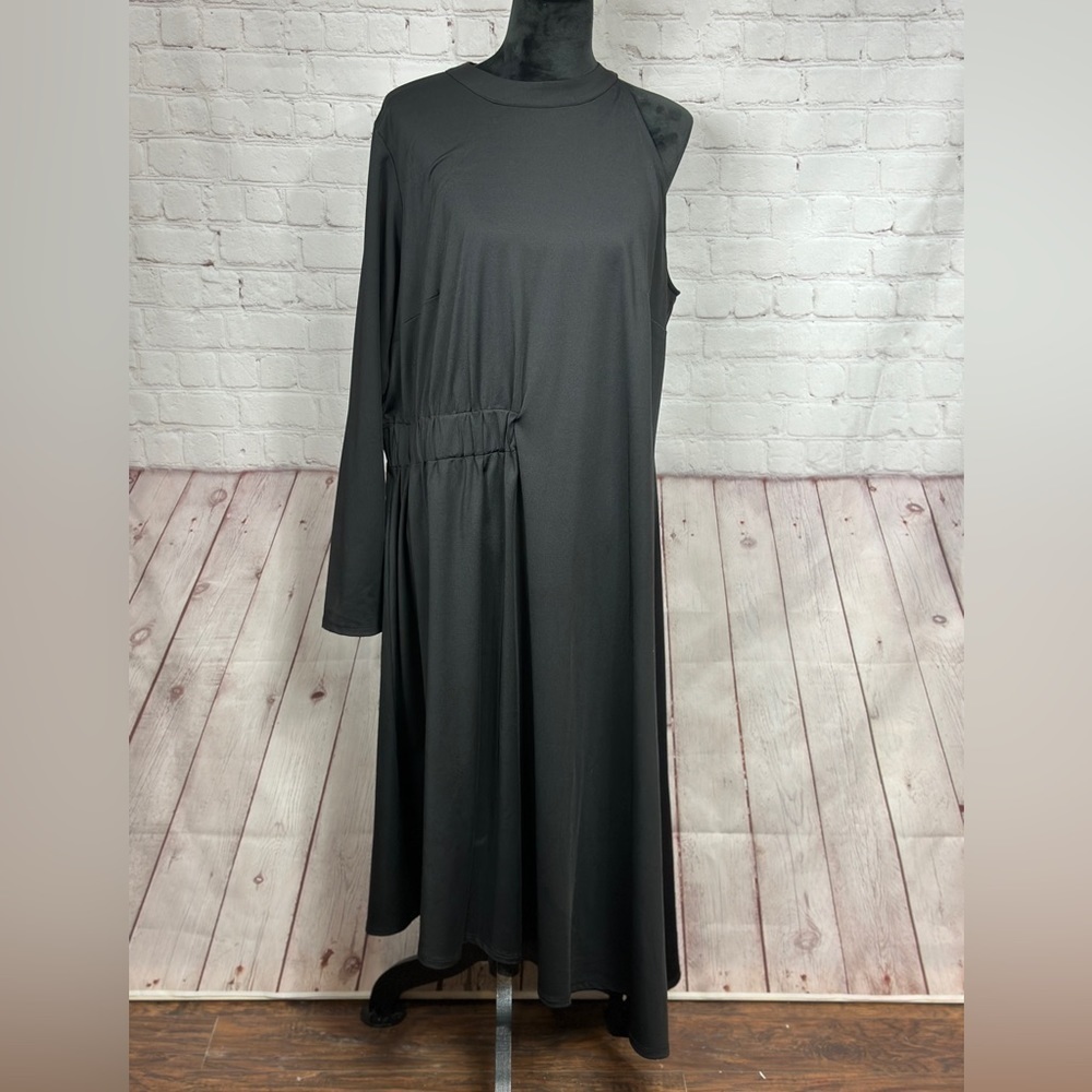 Lane Bryant black‎ one shoulder midi maxi dress, sz 18 20, EUC